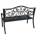 Záhradná kovová lavička – 127cm, čierna